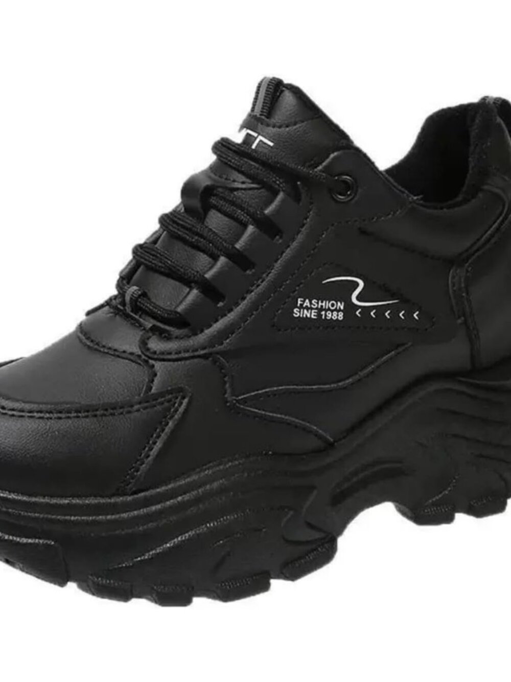 Women Black Classic Comfort Chunky Platform Casual Walking Sneakers Shoes